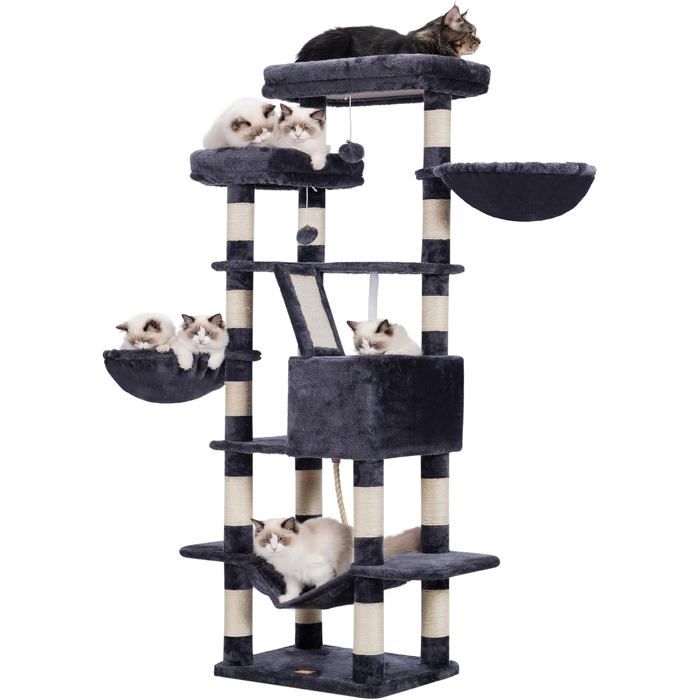 Meilleurs prix pour Arbre À ChatHauteur 173Cm Tour De JeuxAvec 2 Plateformes17 Griffoirs1 Planche À Griffer2 Panier1 Niche1 Hamac2 PomponsTis