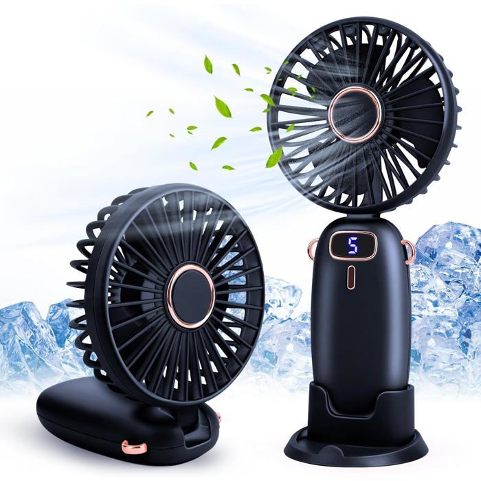 ®RisingFF Ventilateur portable à main (5 vitesses avec base) mini ventilateur USB portable silencieux et puissant - Risingff