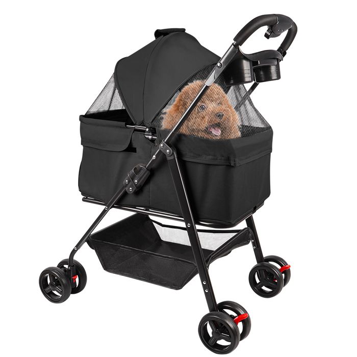 Comparer les prix de Poussette pour chien et chat de taille moyenne 3 en 1 pour plusieurs animaux grand espace portable et pliable 20 KG XJING(Noir)