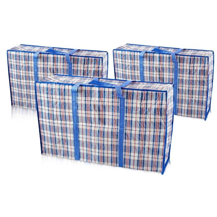 Eco Home Store Lot de 3 grands sacs à linge blancs avec fermeture Eco Home Store Lot de 3 grands sacs à linge blancs avec fermeture