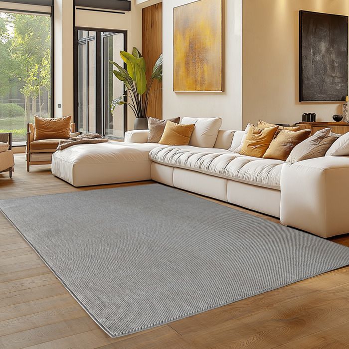 Carpettex Tapis 160x230 cm Gris Uni Scandinave Doux Résistant Facile à Nettoyer Salon Coin Canapé Chambre.
