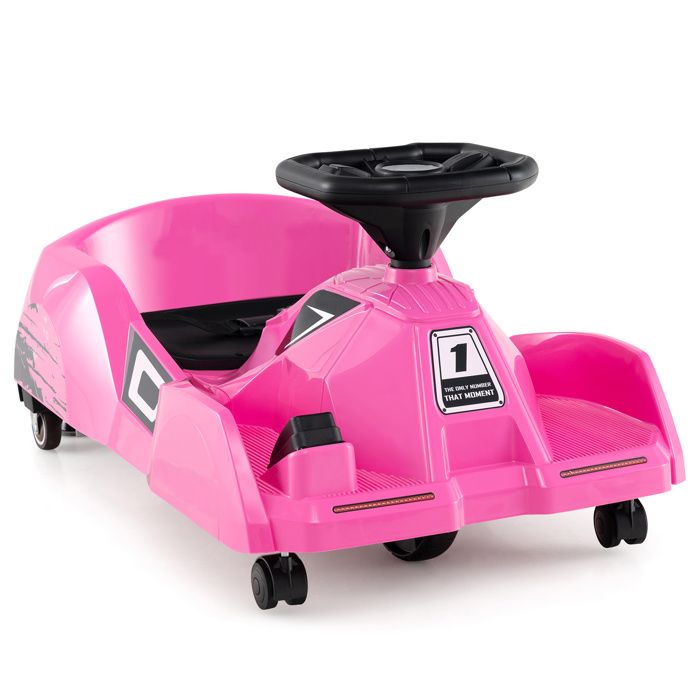 GOPLUS Kart Électrique 12v avec Serpillère Détachable Télécommande Musique Klaxon 3 Vitesses pour Enfants 2-5 Ans Rose