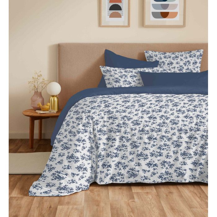 Pack complet housse de couette réversible Vanessa 6 pièces pour lit 160 x 200 Eloise Bleu Pack complet housse de couette réversible Vanessa 6 pièces pour lit 160 x 200 Eloise Bleu