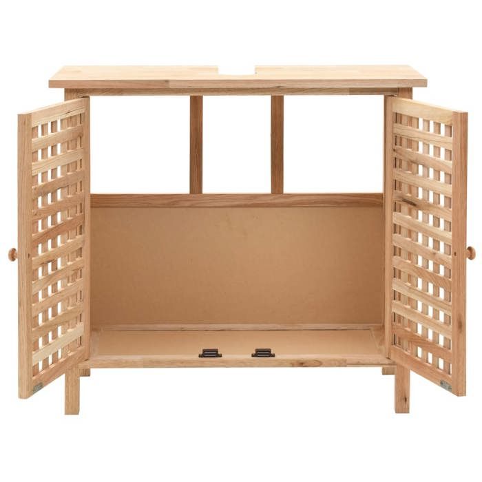 “Winter SaleTOP Armoire de salle de bain Beige - Armoire pour lavabo Bois de noyer massif 66x29x61cm PRO47949