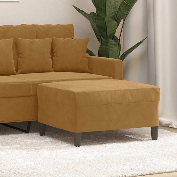 Repose-pied en velours - vidaXL - 70x55x41 cm - Marron - Velours doux - Cadre en contreplaqué - Design compact