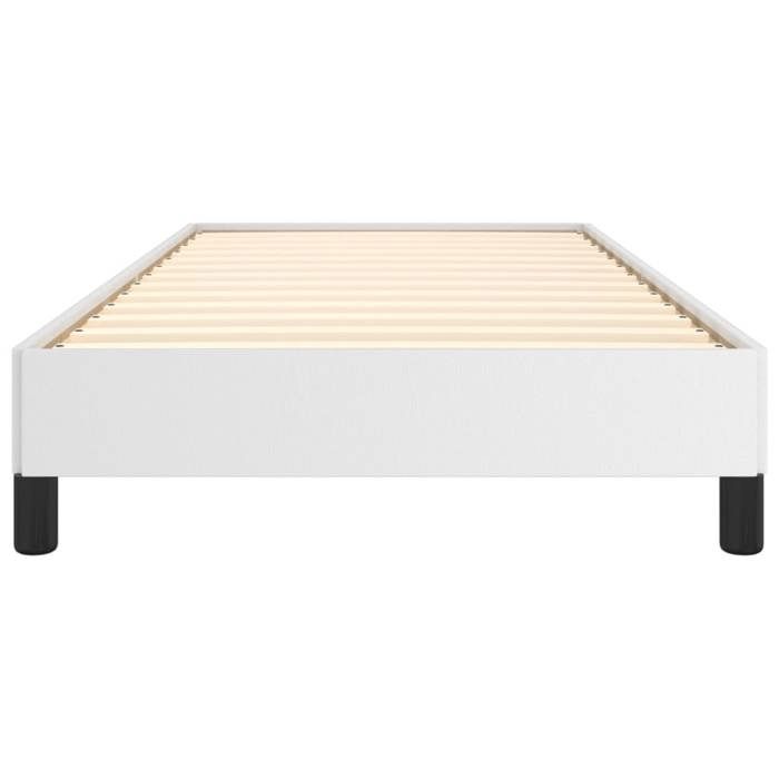 BURKE* Lit simple 90x190 cm Structure de lit classique sans matelas blanc similicuir- LL6244