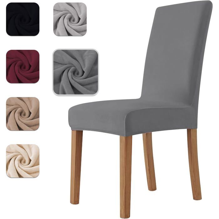 Lot de 4 housses de chaise en velours extensible universelles anti-griffures pour salle à manger