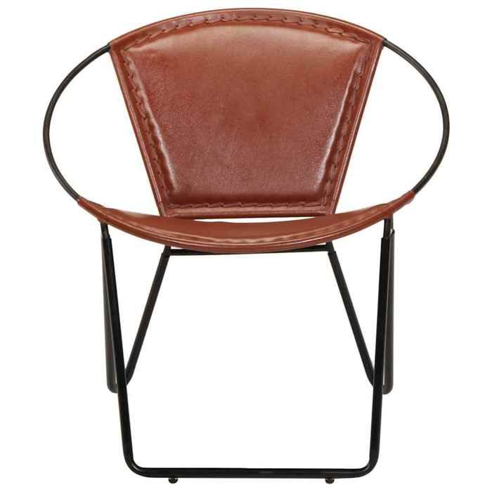 NEUF 2026 CHIC Chaise marron cuir véritable SWEETY pour salon/chambre 69x69x69 cm FF5513