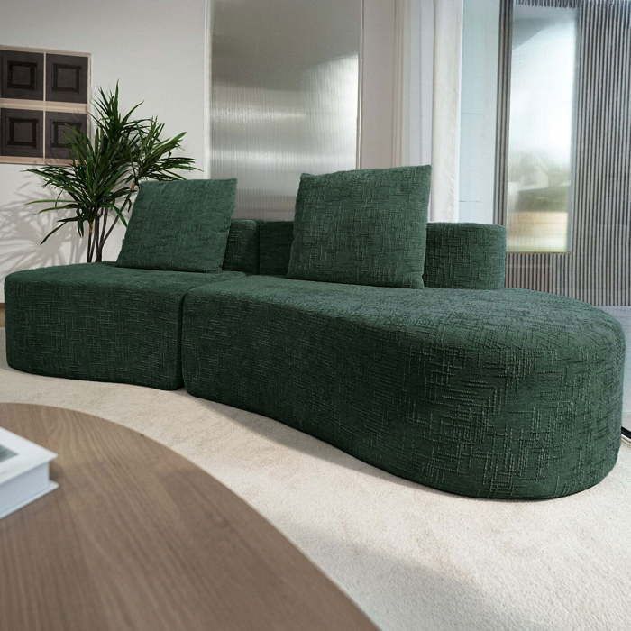 Canapé modulaire 4/5places vert assise extra profonde de 95cm revêtement en lin de qualité supérieure sans assemblage