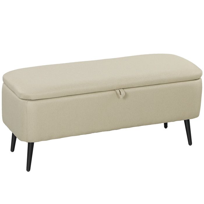 HOMCOM - Banc de rangement - Tissu 100% polyester - 101x38.5x44.5cm - Beige