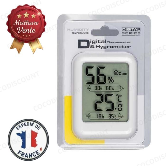 Comparer les prix de Cobye - Thermomètre Hygromètre Digital HTC-5 – Mesure Température & Humidité – Écran LCD – Maison Bureau Chambre Serre