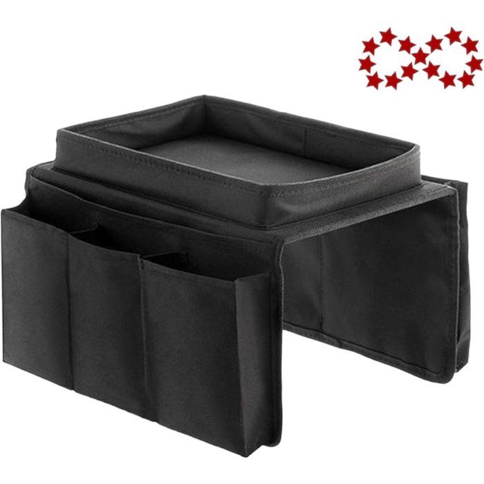 Plateau de canapé avec organiseur – Plateau daccoudoir – Noir Qualité supérieure