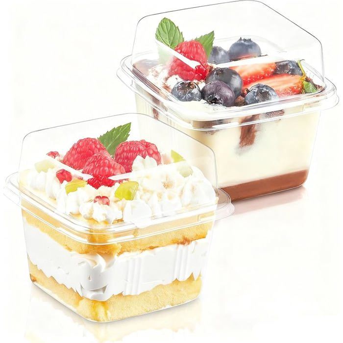 Verrines en plastique 240ml 50Pcs Barquette Plastique Carré Verrine Plastique Aperitif 50 Pièces - 240 Ml - Carrées