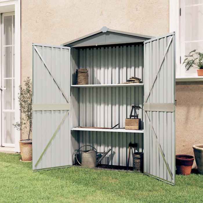 Gris Abri de jardin Gris 116x45x175 cm Acier galvanisé - Cabanes & abris de jardin H7006