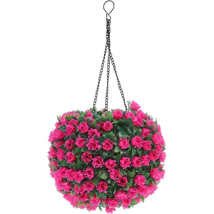 Lustre boule fleur artificielle lumineuse suspendue rose