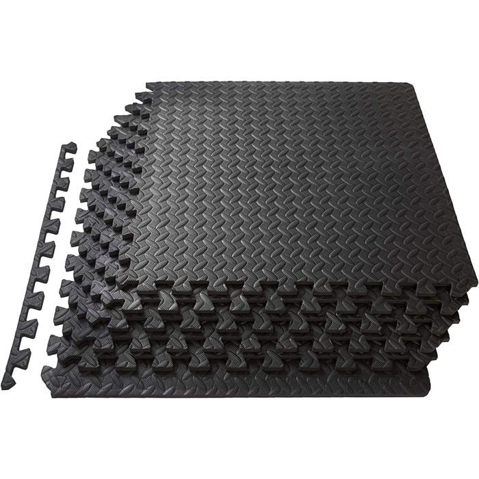 Tapis de Protection de Sol 10 Dalles en Mousse avec Bordures 30 x 30 cm Tapis Puzzle pour Gym Fitness et Garage