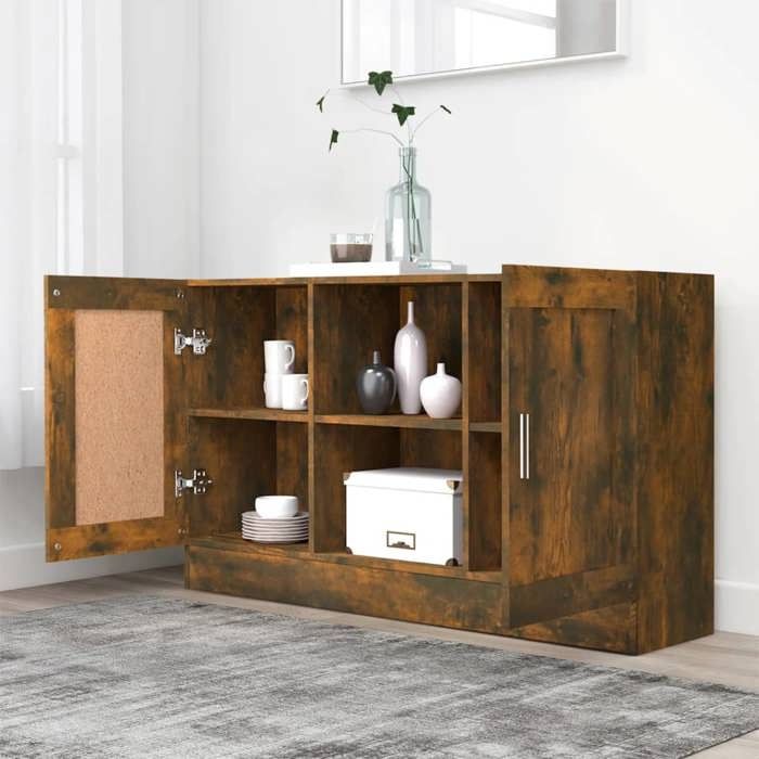 Armoire Vaisselier Durable - Brun - Buffet de cuisine - avec Rangement - Chêne fumé - 120x30 5x70cm - Bois dingénierie LH6572197