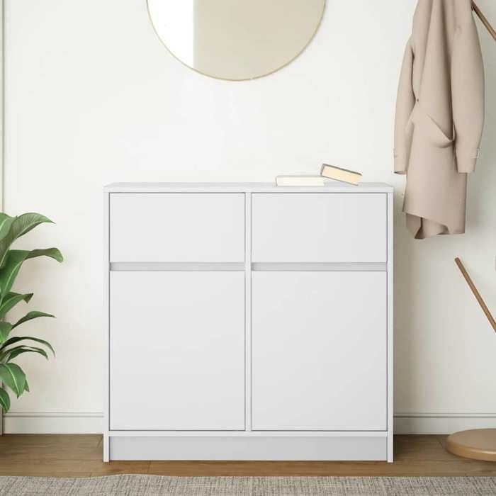 Buffet bahut - Buffet avec tiroir blanc 80x34x76 cm - Bois dingénierie - Enfilade de rangement 4425864968