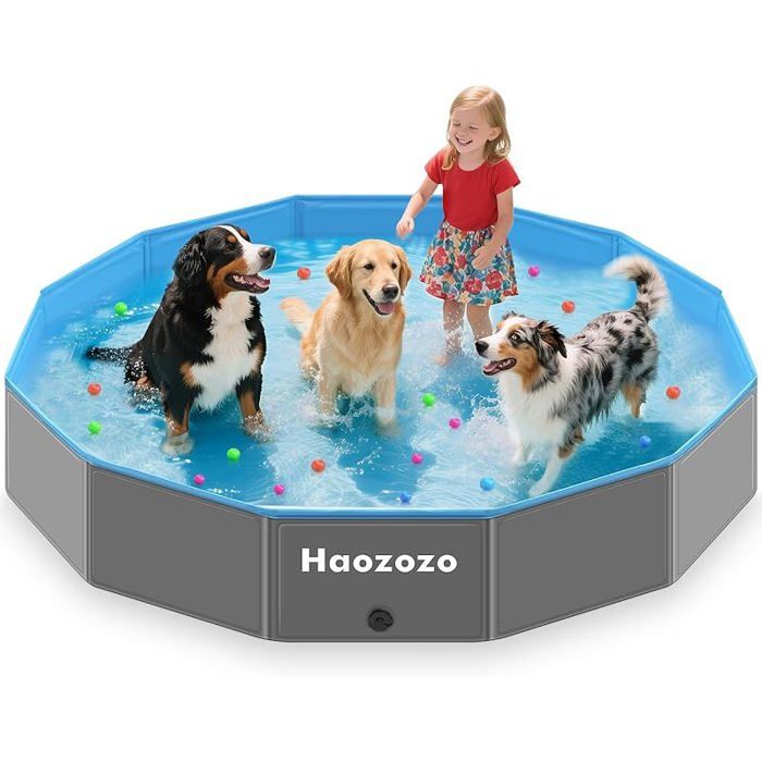 Piscine pour Chien Bassin Renforcé pour Grands Chiens en PVC Durable Piscine Pliable Sécurisée Antidérapante 160*30cm