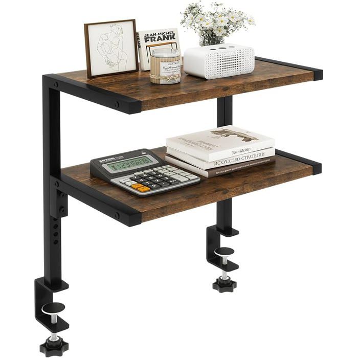 Étagère de Rangement réglable à 2 Niveaux pour Accessoires de Bureau 32 8 cm au-Dessus ou au-Dessous du 33X20X41CM Marron VITRINE