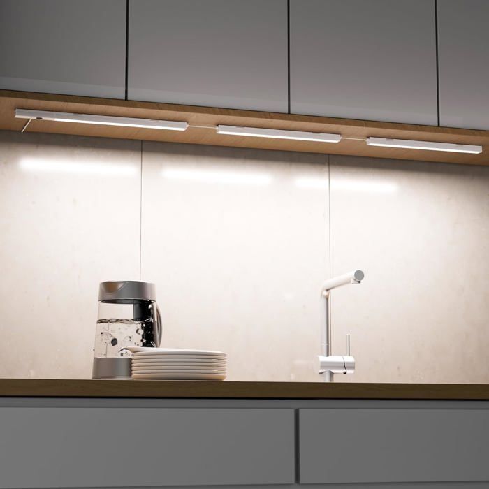 Lampe de Plac avec Détecteur de Mouvement 30cm Réglette LED Cuisine avec Gradation Continue 5W 400Lm 30CM 3 30CM 3 LAMPE A POSER
