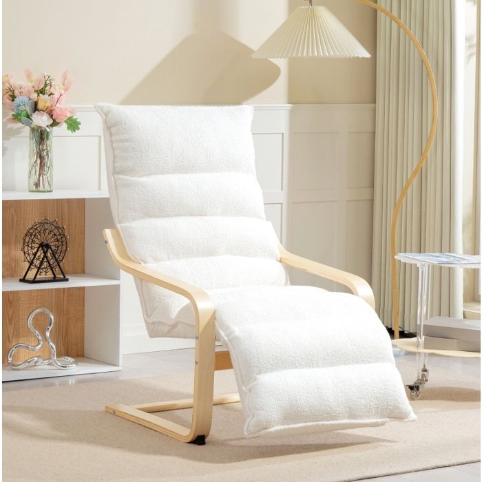 VUENOR fauteuil de relaxation blanc 67x93-114x105 cm - repose-pieds reglable