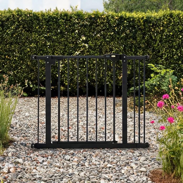 Black Metal and Barrière ajustable 74–87 cm pour chien en métal Pens and Hutches with 87 x 2 x 77 in