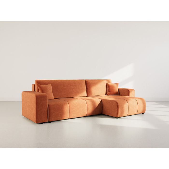 Nicole - Canapé dangle réversible 5 places convertible avec coffre en tissu - Rouille Nicole - Canapé dangle réversible 5 places convertible avec coffre en tissu - Rouille