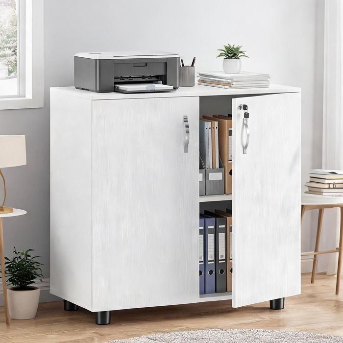 Armoire De Bureau en Panneau de particules Blanc 80 x 40 x 80 cm