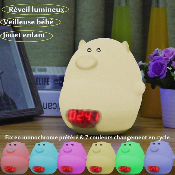 Reveil Enfant Usb Rechargeable Veilleuse Enfant Silicone Souple Cochon Led Bebe Reveil Lumineux Reveille Matin Achat Vente Veilleuse Bebe Cdiscount