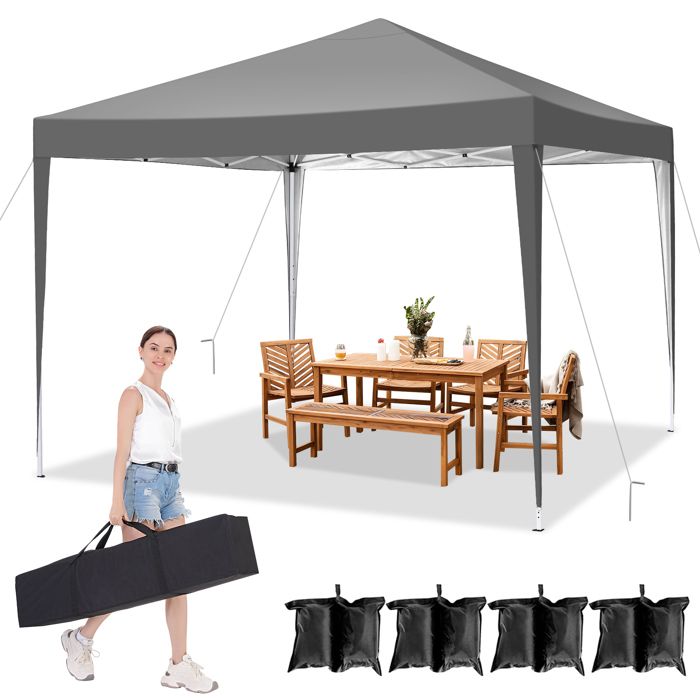 REDCAMP 3x Seitenwände Für Pop-Up-Baldachin 3x3m – Je 3x1,9m, Wasserdicht & Mit Haken, Silbergrau