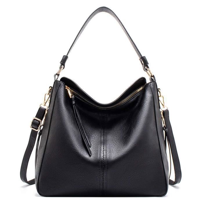 Sac à Main Fourre-tout Surdimensionné Pour Femme, Sac Fourre-tout En Cuir Synthétique, Sac à Bandoulière Hobo De Grande Capacité, Noir