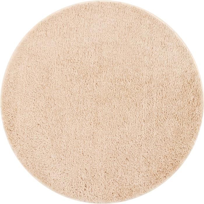 PANA Vienna Premium Tapis de Bain (Rond 70cm) • Tapis de Bain à Poils Longs • Tapis de Douche • Tapis WC • Antidérapant & Absorbant • sans découpe WC • Couleur