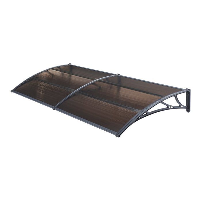 Homewell Auvent De Porte 100x100 Cm - Polycarbonate 5 Mm - Protection Soleil Et Pluie
