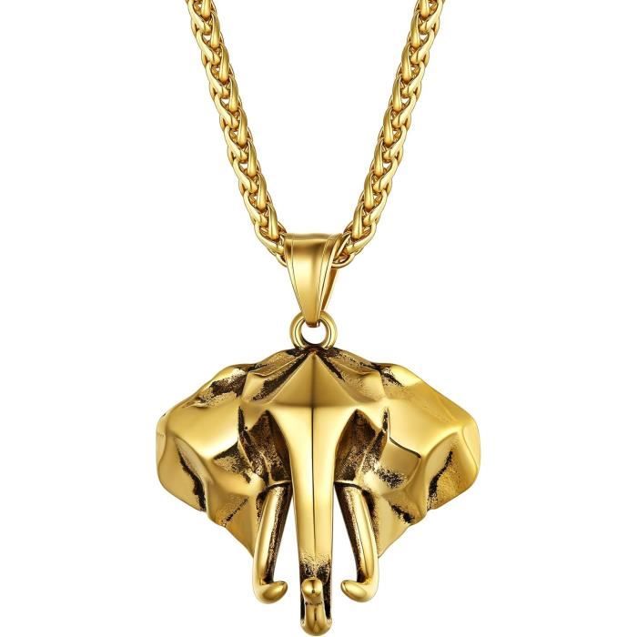 Collier Éléphant En Acier Inoxydable LONYOO - Pendentif Délicat Doré 18K, Cadeau Pour Femmes Et Filles, Chaîne 50+7 Cm - 6