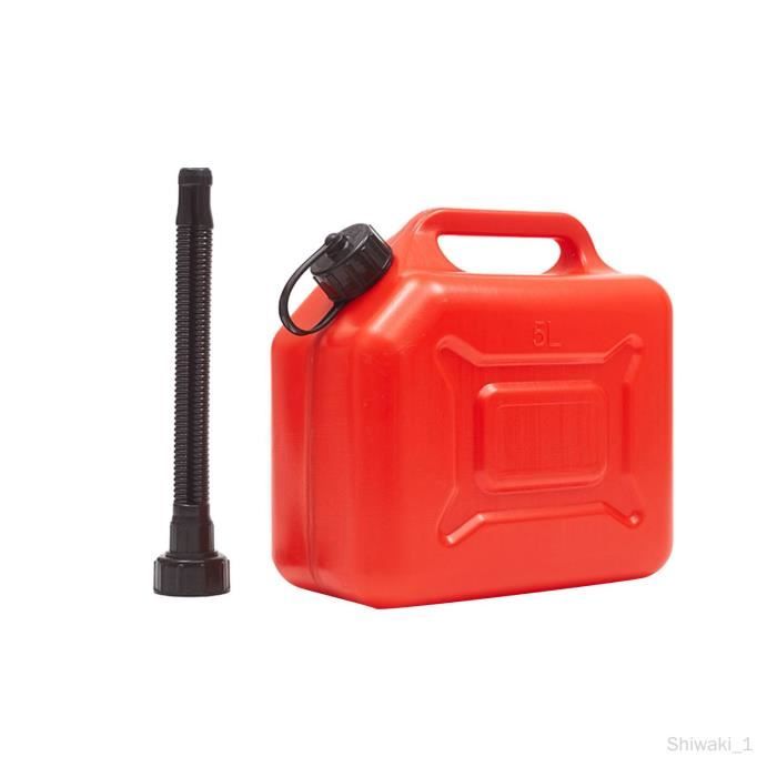 Pyatofly Bidon Essence 5L Plastique Avec Support Voiture - Jerrican Carburant Noir Rouge Robuste Et Pratique