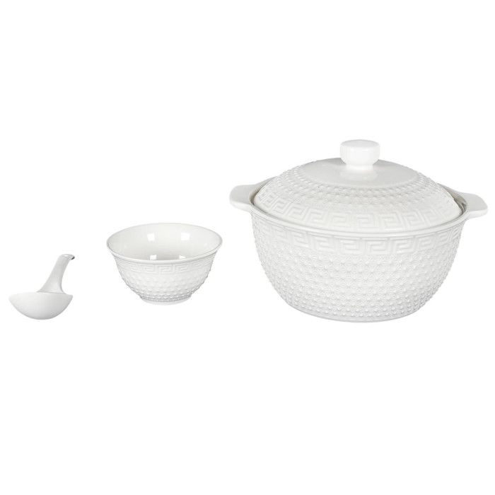 Service à Soupe - HOME DECO FACTORY - 9 Pièces - Porcelaine - Blanc