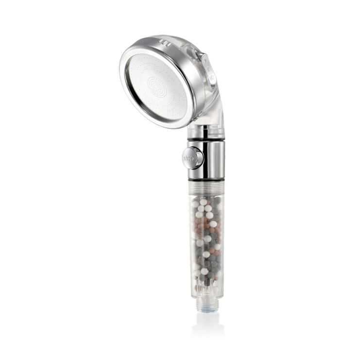 Pommeau De Douche Haute Pression SAVOSWEET - 5 Modes De Jet, Anti-calcaire, Bouton Arrêt Eau - Noir