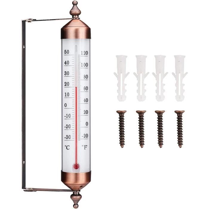 Thermomètre D'Extérieur Effet Bronze - 25,4 Cm, Double Échelle Celsius/Fahrenheit, Sans Pile