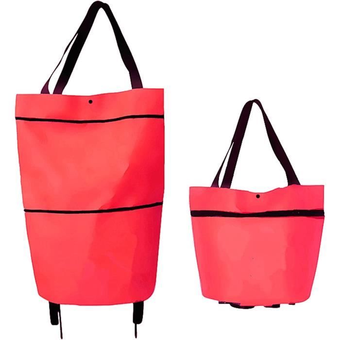 Sac à Roulettes Pliable 2 En 1 - Chariot De Courses Avec Roues - Tissu Oxford 600D - Capacité 46x41x13,5 Cm