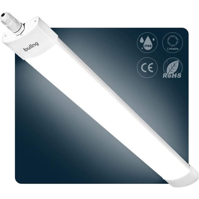 BULING Lampe LED pour locaux humides 120CM, 36W 3600LM Tube LED