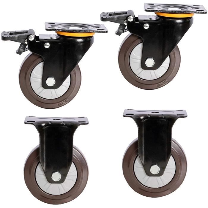 8 Roulettes Pivotantes Robustes 8" - Roues En Fonte Semi-acier - Marque CasterHQ