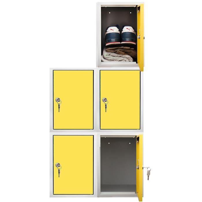 5x vestiaires multicases métalliques HxLxP 35 x 25 x 45 cm Jaune