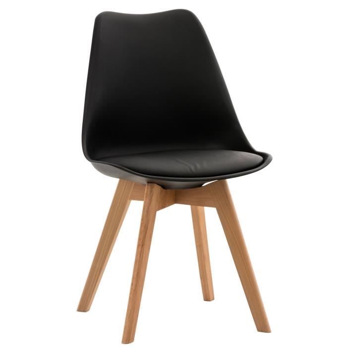 Chaise De Cuisine Lena Avec Surface En Plastique Et Revêtement En Similicuir I Chaise Avec Piétement En Bois De Hêtre Noir