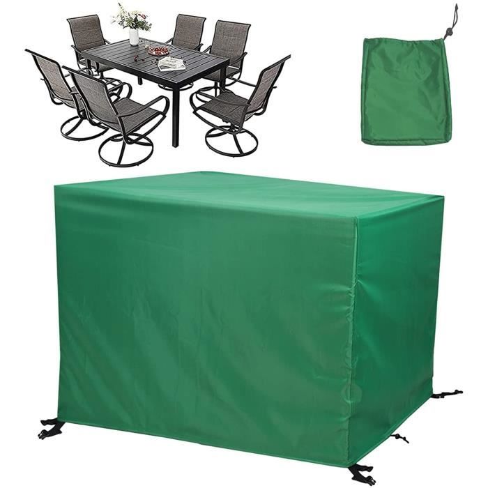 Housse De Protection Pour Table De Jardin 180x100x75 Cm - Tissu Oxford 420D Imperméable, Coupe-vent | Noir/Argent - 8
