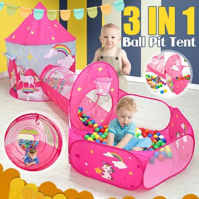 3 In 1 Tente De Jeu Pour Enfants Bebe Piscine A Boules Avec Tunnel Maison De Jouet Rose Achat Vente Tente Tunnel D Activite Cdiscount