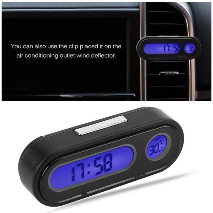 AYNEFY voltmètre de thermomètre 2 en 1 voiture véhicule intérieur Mini montre électronique LED horloge numérique thermomètre