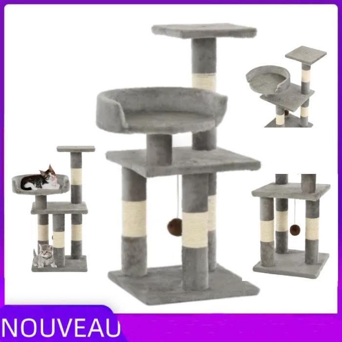 Arbre à chat - Vogue - 65 cm - Gris - Griffoirs en sisal - Jouet suspendu