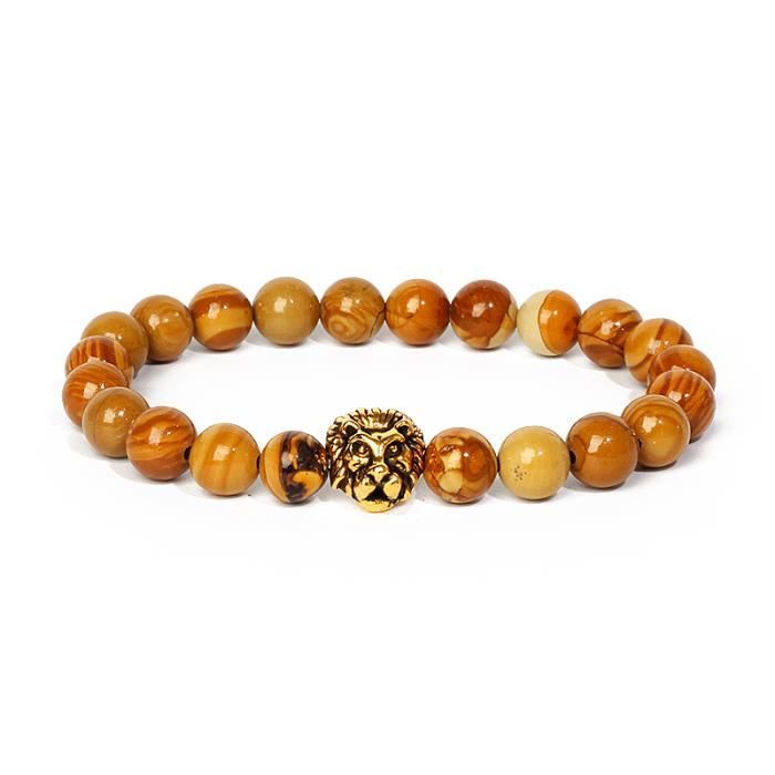 Bracelet Shamballa Tête De Léopard Et Perles Rouges - Acier Inoxydable