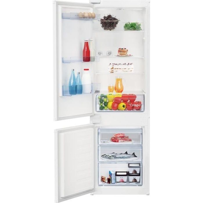 Réfrigérateur combiné - BEKO - Intégrable - 271 L (193 + 78) - MinFrost - Classe E - 177.5x54x54.5